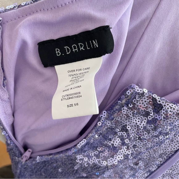 Prom Dress, B. Darlin light purple, long sequin dress with train - Picture 8 of 14
